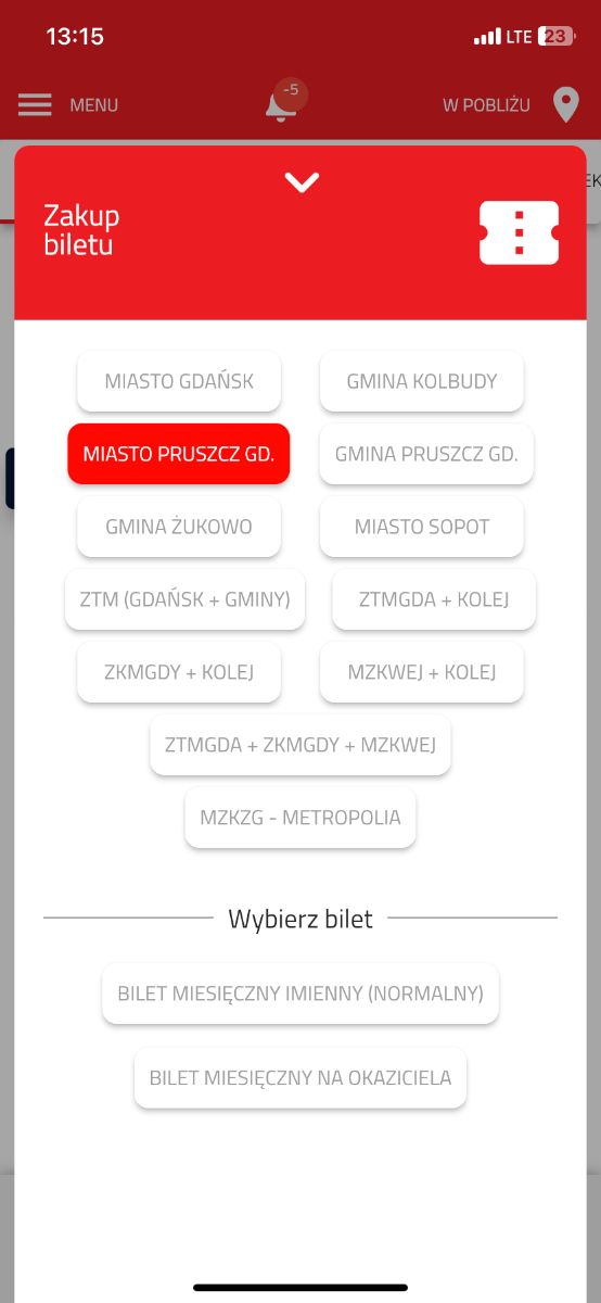 Zakup biletu w aplikacji Mieszkam w Pruszczu