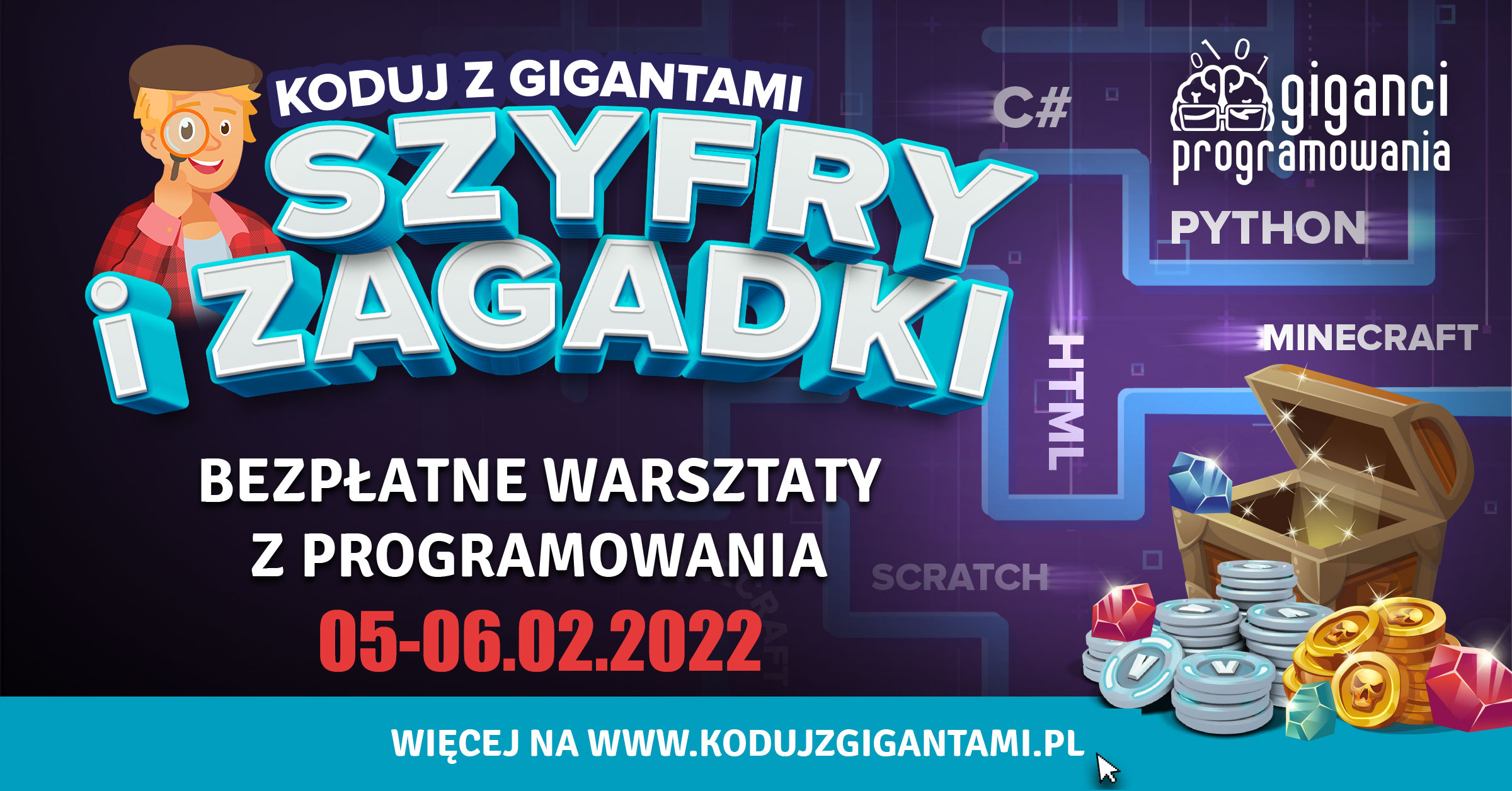 Wydarzenie: Koduj z Gigantami – Szyfry i Zagadki, Kiedy? 2022-02-05 09:00, Gdzie? 