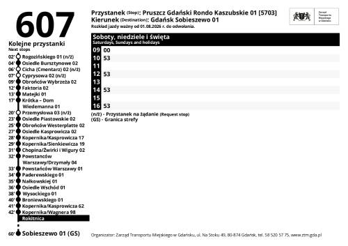 Rozkłady jazdy linii 607